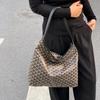 Genuine Leather Women's Dogtooth Hobo Shoulder Bag - Large Capacity Tote for Shopping & Commuting