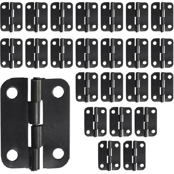 24pcs Butt Hinges Black Door Hinges, 1  x 3/4  Cabinet Door Hinge, Flat Foldi