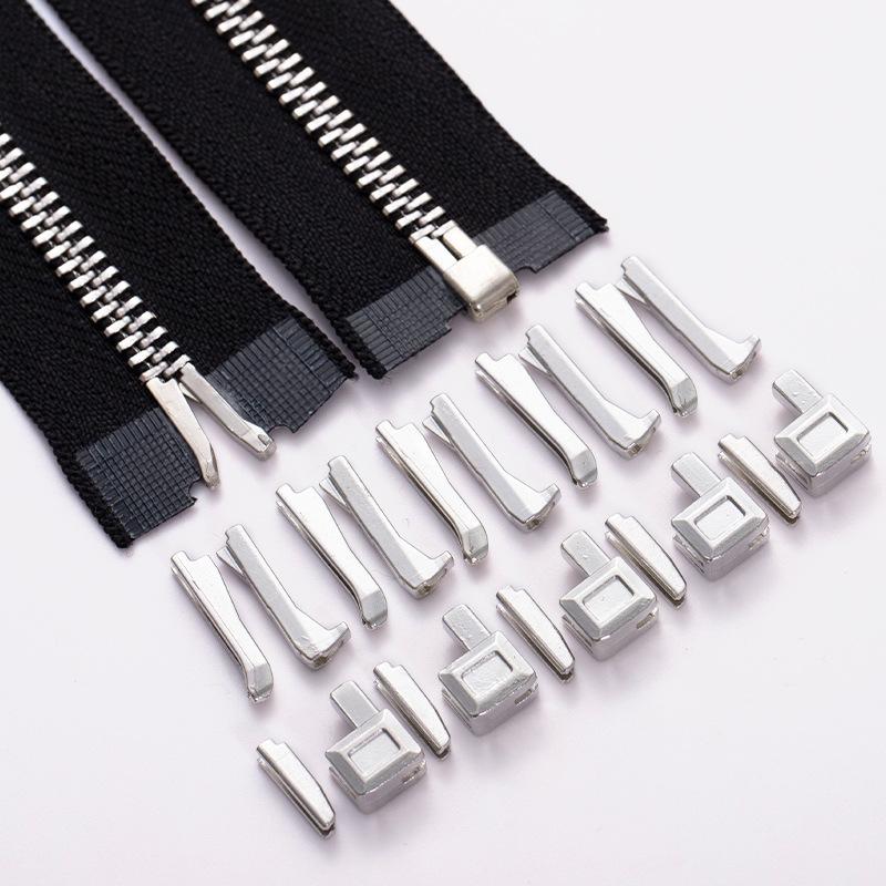 10 Set Non-Slip Stopper Metal Zipper Closure Head Zip End Lock Clothes Zippers Bottom Socket Repair Kit Accessories