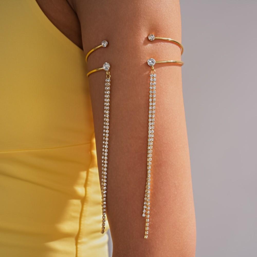 Double Layer Upper Arm Cuff Tassel Fringe Armlet Fashion Jewelry Crystal Armband  Party