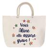 Beach Bag - PLANETEE - "Aline She's Awesome" - Rope Handle - Cotton - Large Size