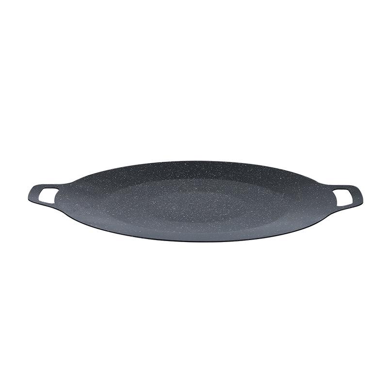 Outdoor Portable Non-stick Korean BBQ Plate - Round Teppanyaki Frying Pan for Camping