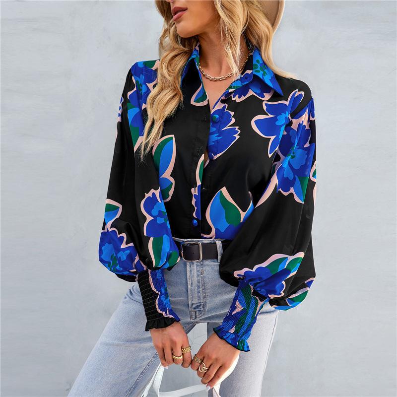 Spring and Autumn Women's New Fashion Printed Versatile Casual Long Sleeve Shirt