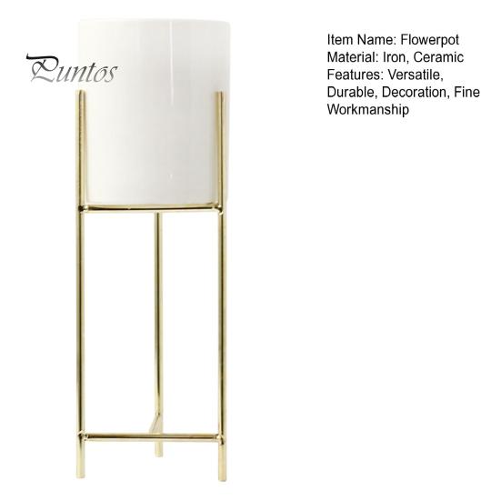 Elegant Ceramic Planter 1 Set Flower Pot Stylish Iron Frame Stand Plant For Office Flowerpot for Home Room Decoration