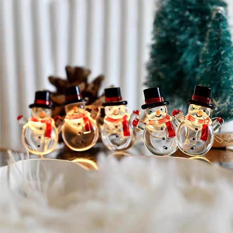 LED Weihnachtsdekoration: Lichterkette aus Kupferdraht mit Schneemann- und Hirschhut, schwarz, für Garten, Balkon, Laternen.