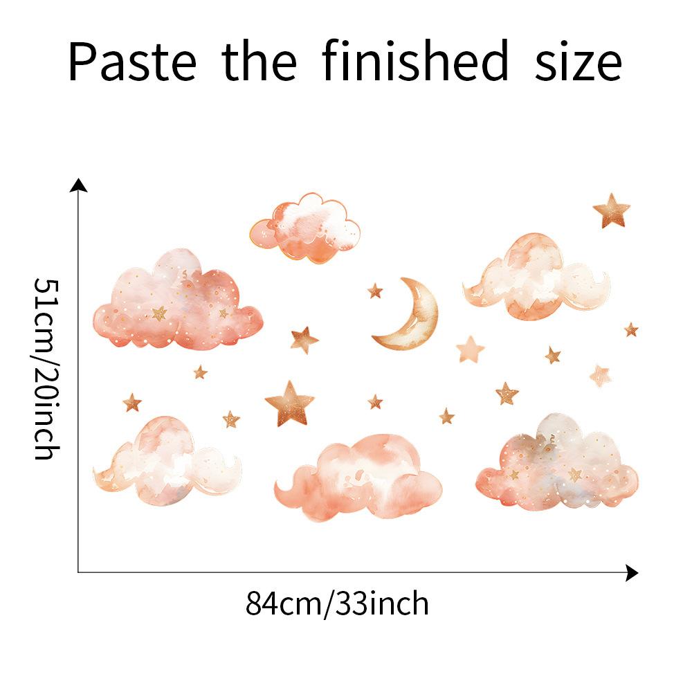 Cartoon Star Moon Cloud Wall Sticker Self-Adhesive for Kids Room Home Wall Decoration