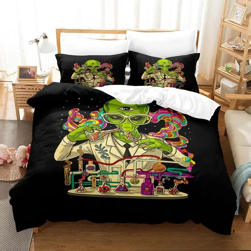 3D Print Alien Gangster Comfortable Duvet Quilt Cover Pillowcase Bedding Set Children Bedroom Decoration Home Textile