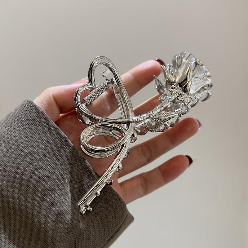 VANIKA Woman New Large Metal Rose Floral Hair Claw Crab Ladies Fashion Ponytail Clip Girls Hair Clips Headwear Hair Accessories