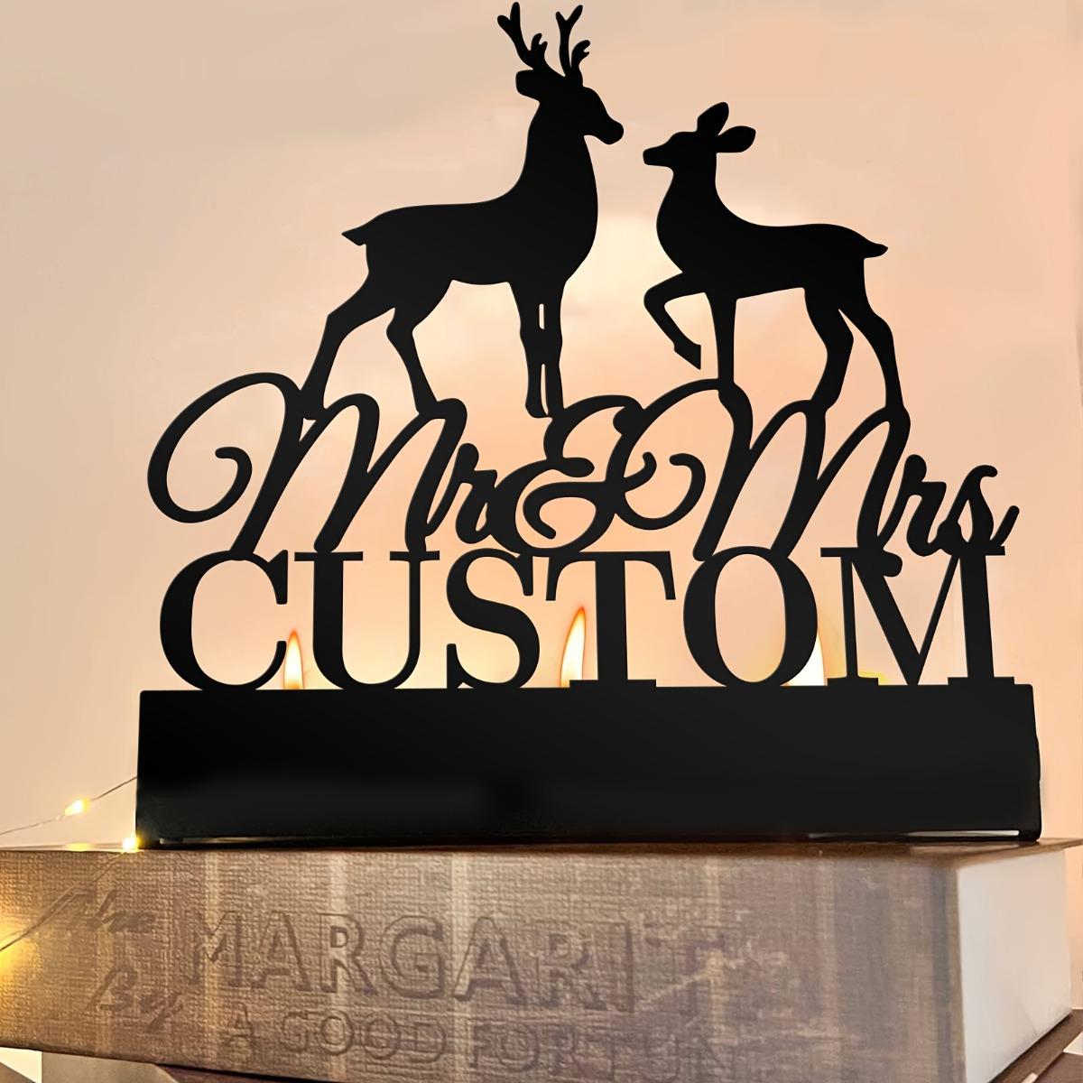 Antique Cast Iron Deer Candle Holder Personalized Wedding Gift Christmas Decor