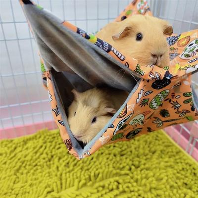 Double Layer Pets Hammock Plush Warm Bed Hamster Cage Sleeping Pad Print Guinea Pig Bed Rodent Hammock Chinchilla Little House