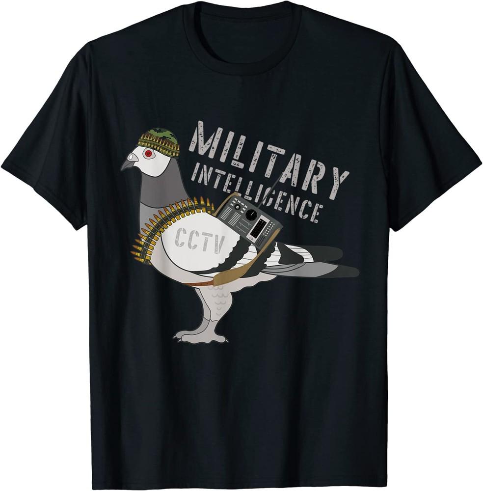 Funny Military Intelligence Birds Flies Spies Pigeon Anatomy T-Shirt S
