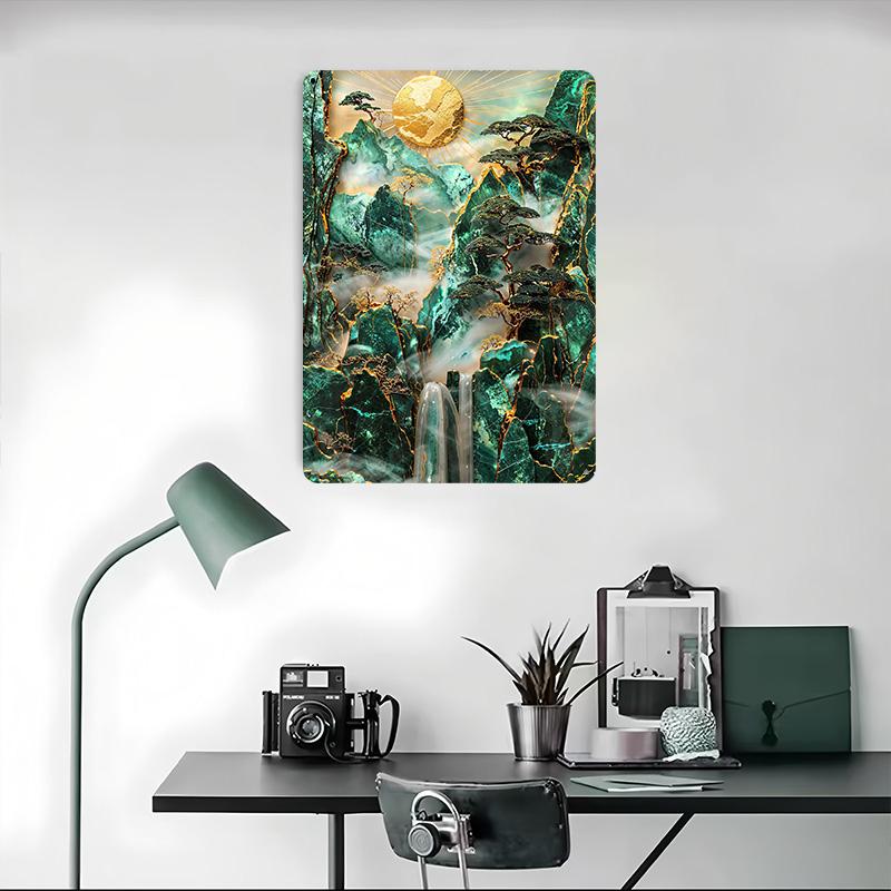 Misty Mountain Sunrise Printed Poster Customized Wall Art Retro Vintage Metal Tin Signs for Home Interior Decoration Living Room