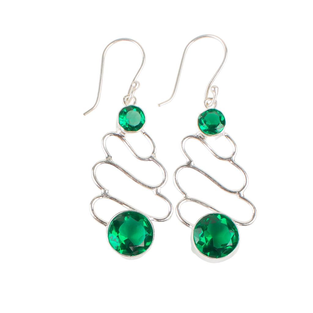 Chrome Diopside Gemstone 925 Sterling Silver Jewelry Handcrafted Earrings 2.13" EE-84-1