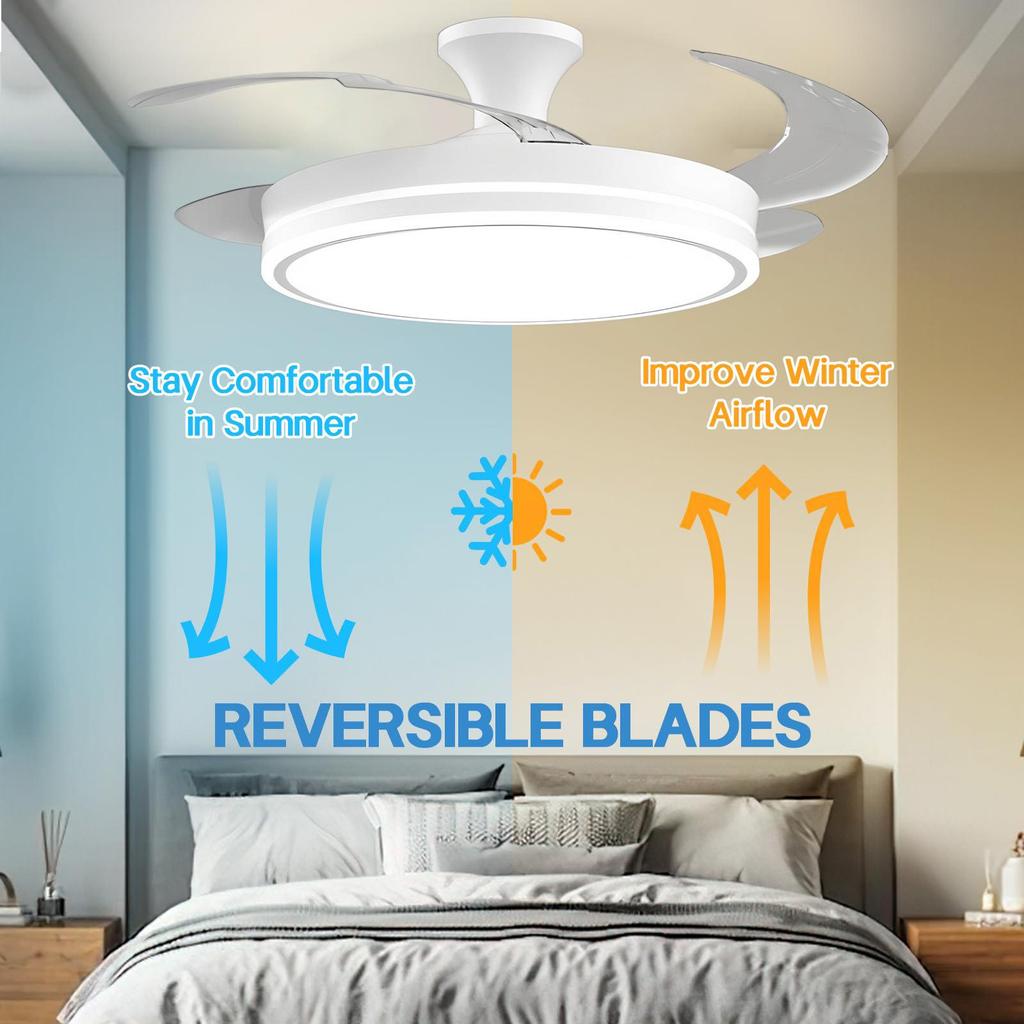 2026 Invisible Ceiling Fan Light with Integrated LED Chandelier for Living Room