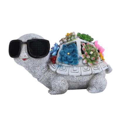 Solarbetriebene Schildkrötenstatue Harz Wasserdicht Schildkrötenfigur LED-Licht Dekoration für Außenbereich Garten Rasen Terrasse