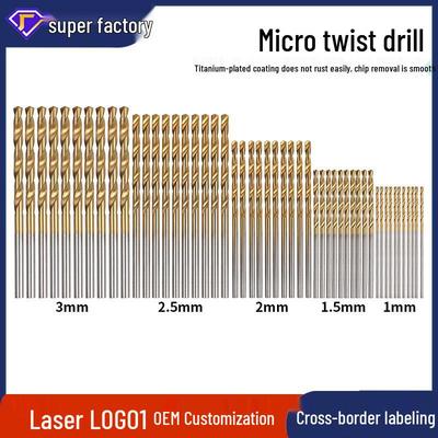 Set di 50 punte elicoidali placcate in titanio, 1-3 mm, per trapani elettrici, lavorazione del legno, fai da te