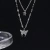 Korean New Sweet Double Chain Pendant Necklace For Women Girls Trendy Female Jewelry For Party Fashion Women Butterfly Necklace