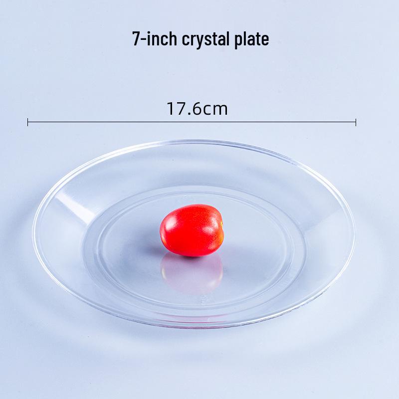 Thickened Transparent PS Plastic Plates - Crystal Butterfly Design for Steak, Fruit & More