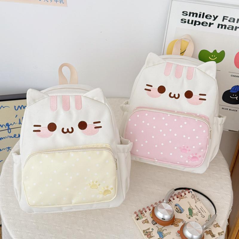 Zaino scolastico cartone animato giapponese gatto zaino femminile design di nicchia carino pois zaino scolastico studente zaino versatile casual per pendolari