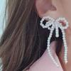 Women's Daily Accessory Pearl Earrings, Lactorary Ribbon