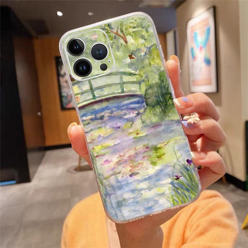 

Phone Case For iphone 17ProMax Air 16 15 14 13 Pro Max 15 16 Pro 15Plus Claude Monet Garden Lotus Bridge iphone 13