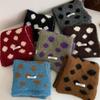 Korean Style Polka Dot Plush Knitted Scarf Soft Thick Color-Block Scarf Thermal Windproof Neck Warmer Scarves