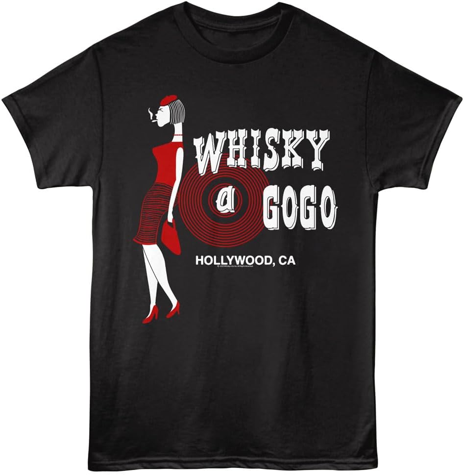 Whiskey A Go Go Dameslogo Zwart Grafisch Ronde Hals - Korte Mouw T-shirt - Vintage Stijl Live Muziek T-shirt voor Mannen & Vrouwen
