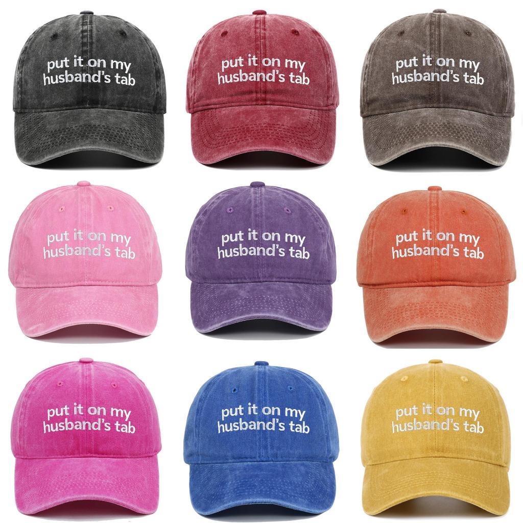 Put It On My Tab Embroidered Cotton Baseball Cap With Sunshade For Outdoor Casual Wear