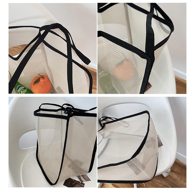 Large Capacity Beach Bag Lightweight Mesh Tote Bag Fashionable and Versatile Shopping Bag For Women Travel