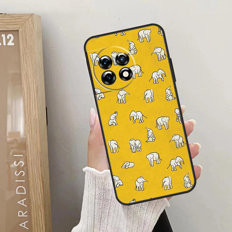 Cute Baby Elephant Case For OnePlus Nord CE 5 3 4 Lite N20 N30 OnePlus 13T 10T 8T 11 12 13 15 R 9 10 Pro Cover