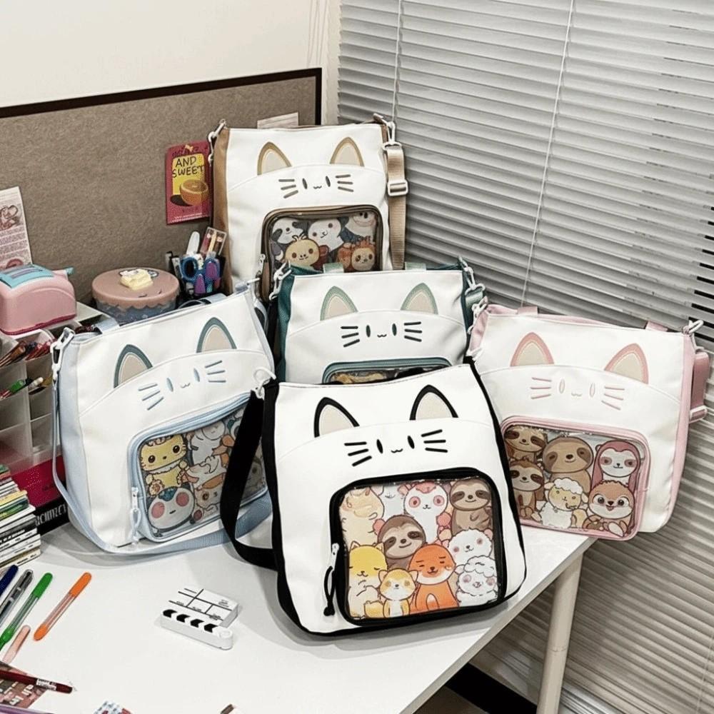Zipper Bag Kawaii Cat Itabag Idol Merchandise Storage Fashion Backpacks Transparent Pocket Women