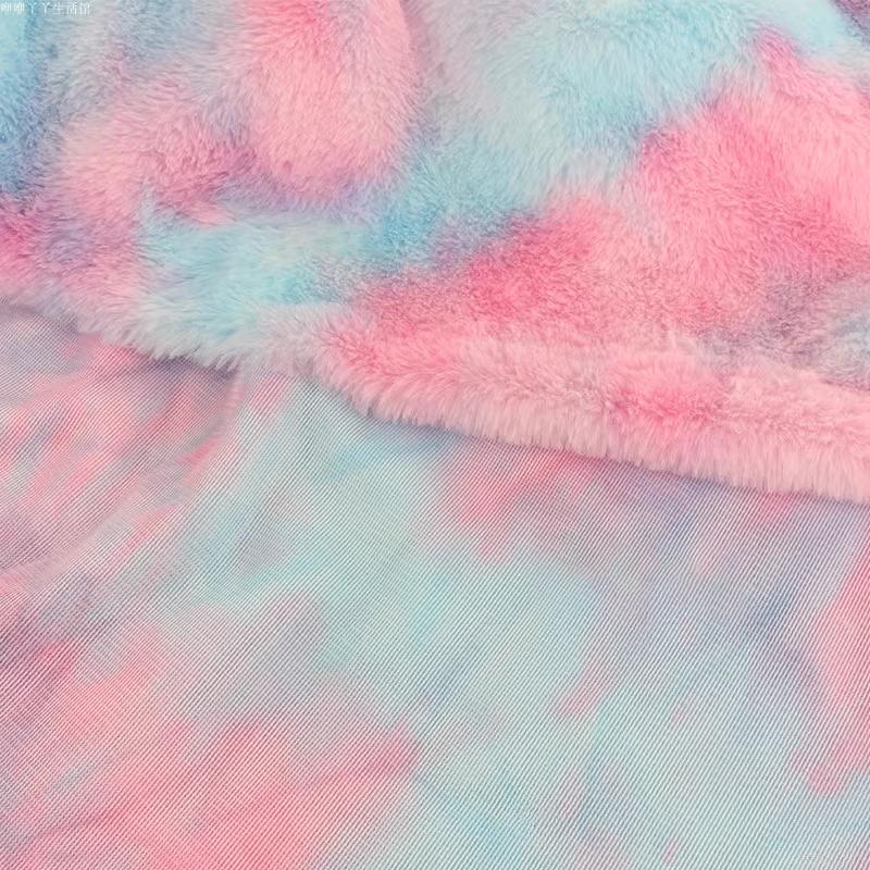 0.5/1/2 Yard Tie Dye Imitation Rabbit Faux Fur Fabric Plush Fabric for Winter Coats Scarves Blankets DIY Clothing Sewing Fabrics