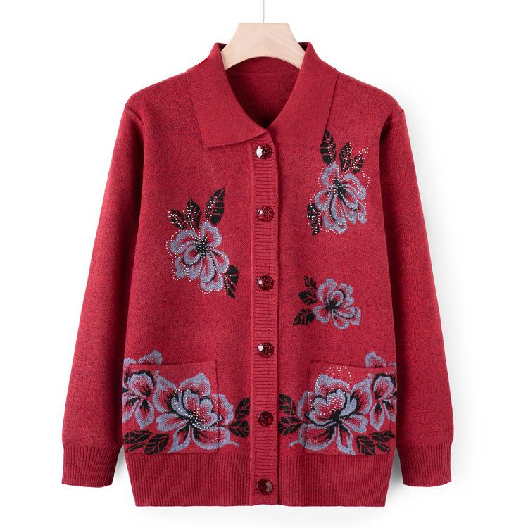 Babička Nosit Svetr Kardigan Středního věku a Starší Pletený Svetr Podzimní Bunda Dámská Starší Matka Nosit Podzimní Top Tenký