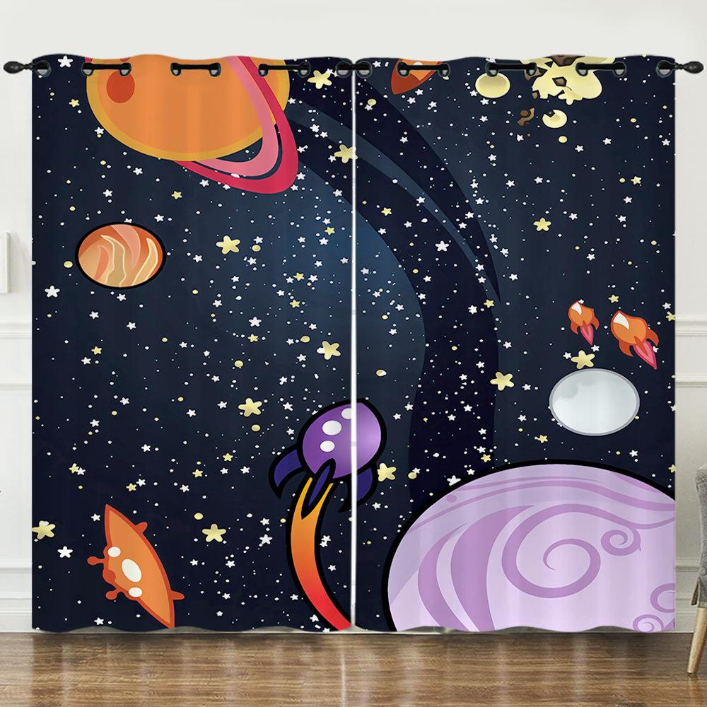 Zasłona Kosmos Wszechświat Gwieździste Niebo Ilustracja 3D Cyfrowy Druk Zasłona zaciemniająca z przelotkami