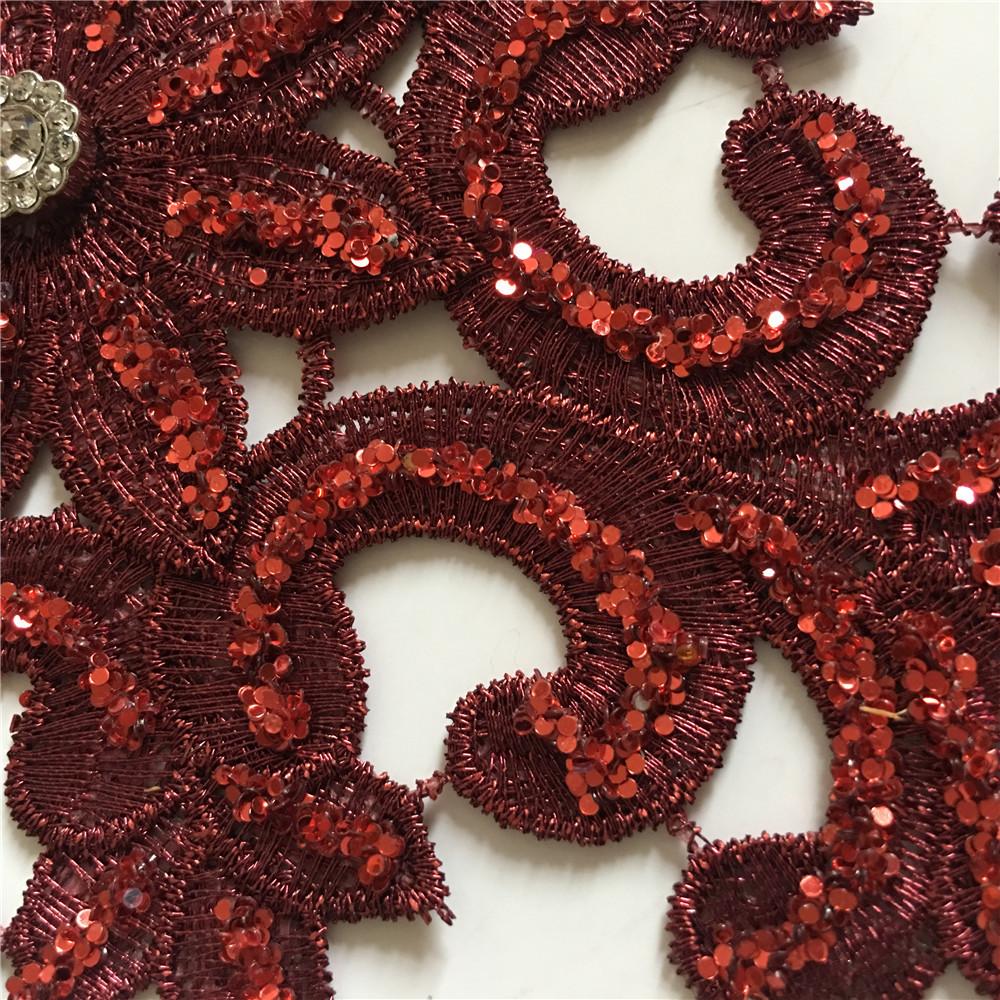 Flerfärgade Paljetter DIY Broderad Spets Strass Spetskrage Dekorativa Klädtillbehör Sybehör