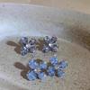 Silver Needle Blue Crystal Flower Earrings Women's In Mori Stud Earrings New Foreign Style Earrings