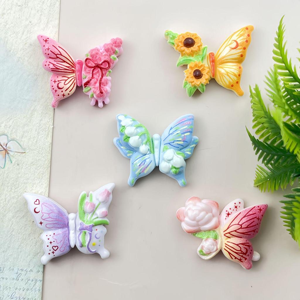 Cartoon Flowers & Butterflies Resin DIY Phone Case & Shoe Charms Hair Accessories Decorations