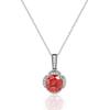 New Seiko Rose Cut Papalacha Zircon Necklace Earrings Color Treasure Ring Three-piece Set