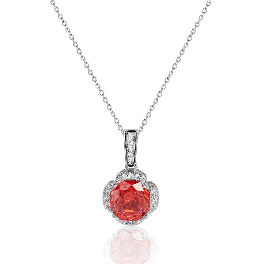 New Seiko Rose Cut Papalacha Zircon Necklace Earrings Color Treasure Ring Three-piece Set