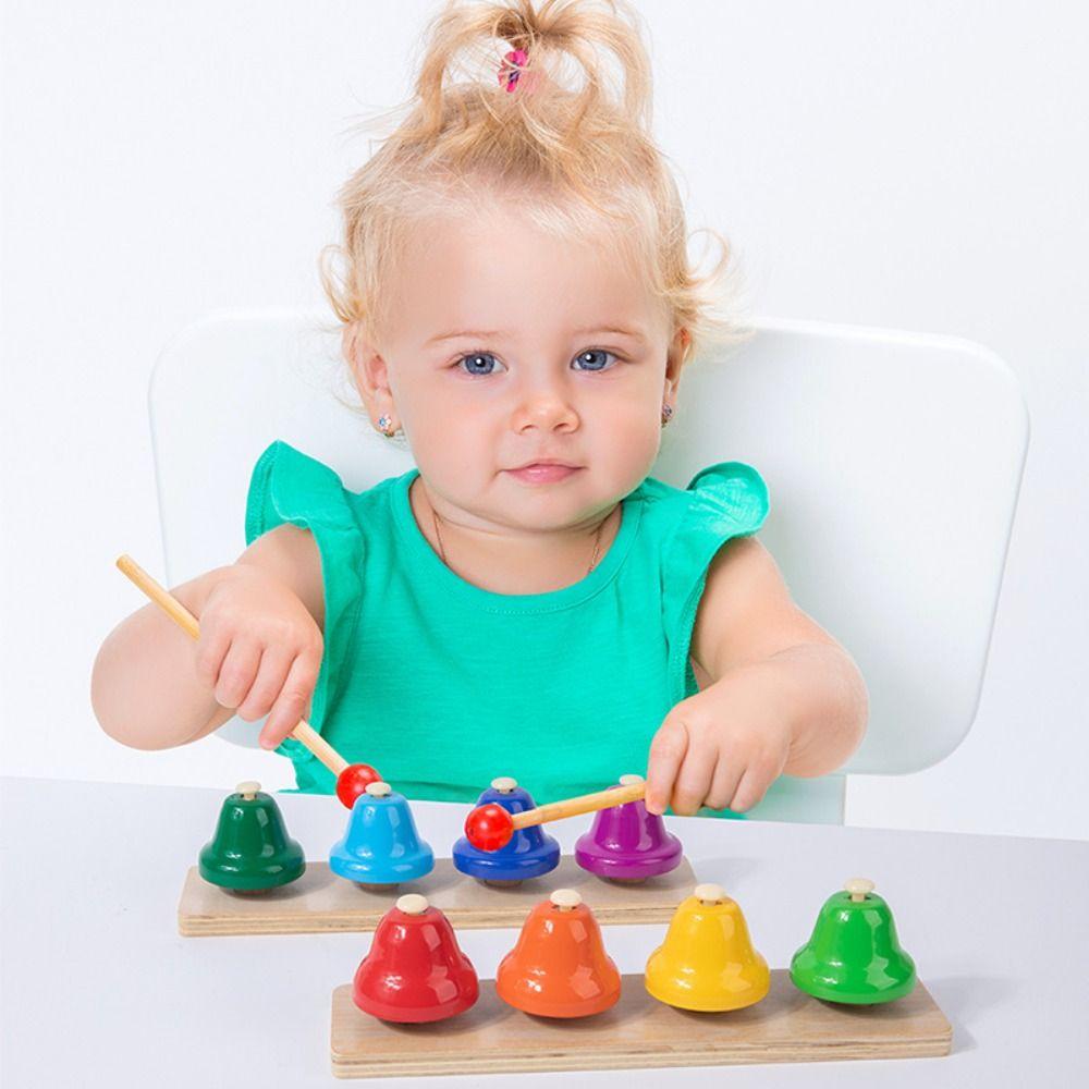 Montessori 8 Notes Music Bells Wooden Metal Bell Musical Learning Toy Intelligent Development