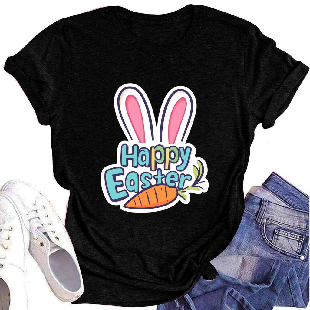 Women's Printed Round Neck Short-sleeved T-shirt Top