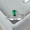 Green Oval Cubic Zircon Lab Emerald Rings Engagement 100 %Real Women  Tone Gemstone Finger Ring Female Nuptial Bridal Jewelry