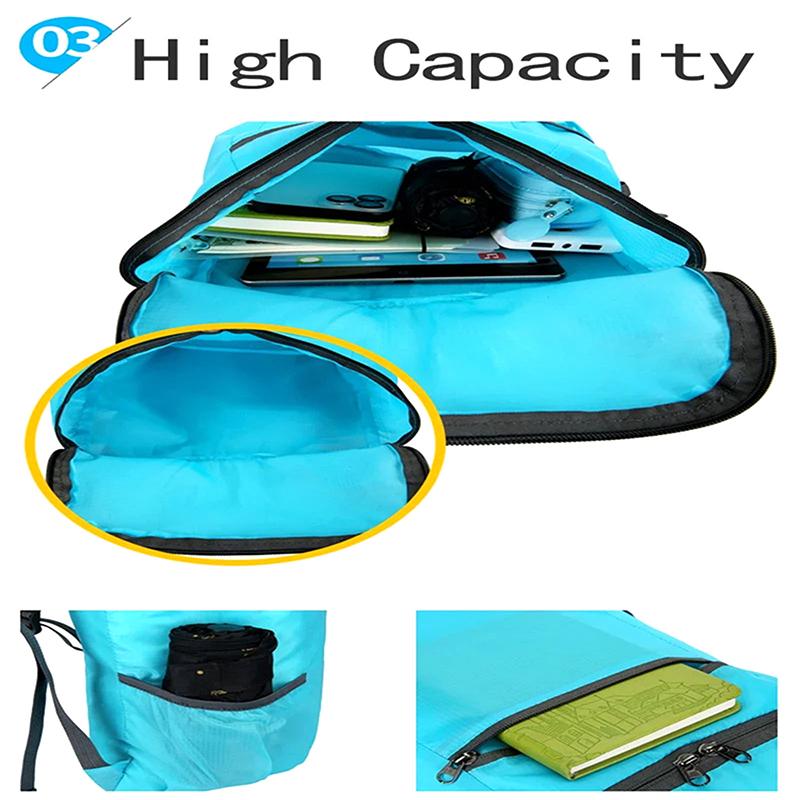 Outdoor Unisex Wasserdichter Faltbarer Rucksack Große Kapazität Tragbarer Camping Wanderreise Tagesrucksack Freizeit Männer Frauen Sporttaschen