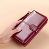 Women's Vintage Oil Wax PU Leather Wallet Female Large Capacity Phone Pouch Purse Long Style Multi Slot Change Bag Card Bag Clutch Bag