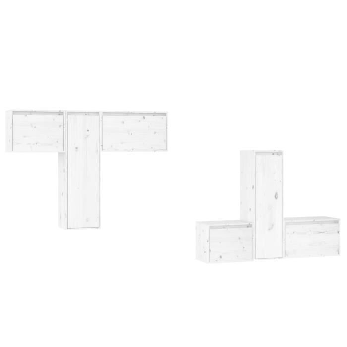 VidaXL TV Furniture 6 Pcs White Solid Pine Wood