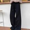 Spring And Autumn Casual Loose Fit Women Regular Wide-Leg Pants Fashion High Waisted Drawstring Trousers with Pockets