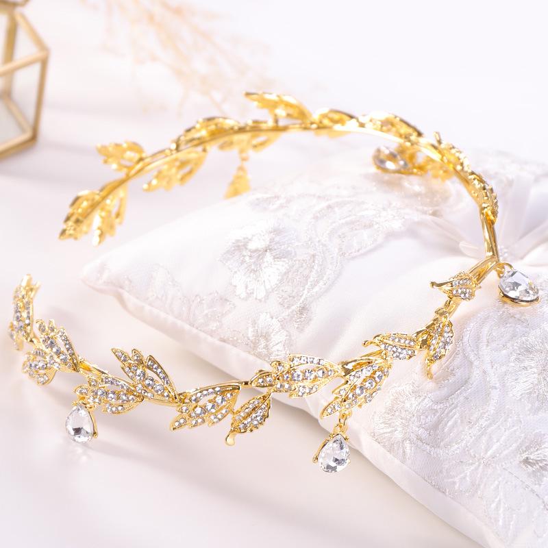 Couronne de cristal, accessoires de cheveux de mariage, diadème en strass, goutte d'eau, feuille, bandeau, bijoux de cheveux de demoiselle d'honneur
