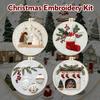 Christmas Embroidery Kit with Circular Embroidery Hoop Color Threads and Needles DIY Cross Stitch Kit for Craft Lover