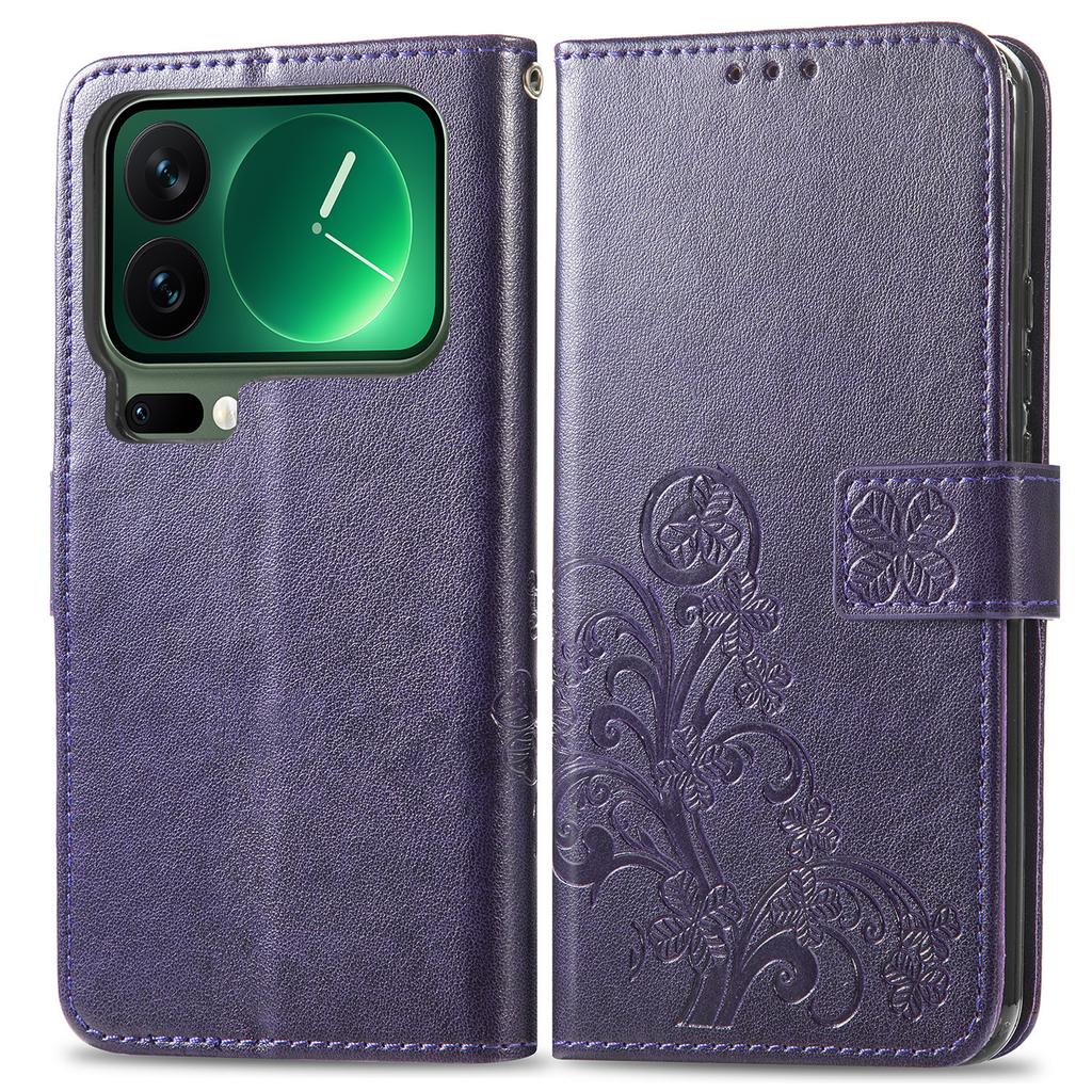 For Xiaomi 17 Pro Leather Case Four-Leaf Clover Wallet Phone Cover
