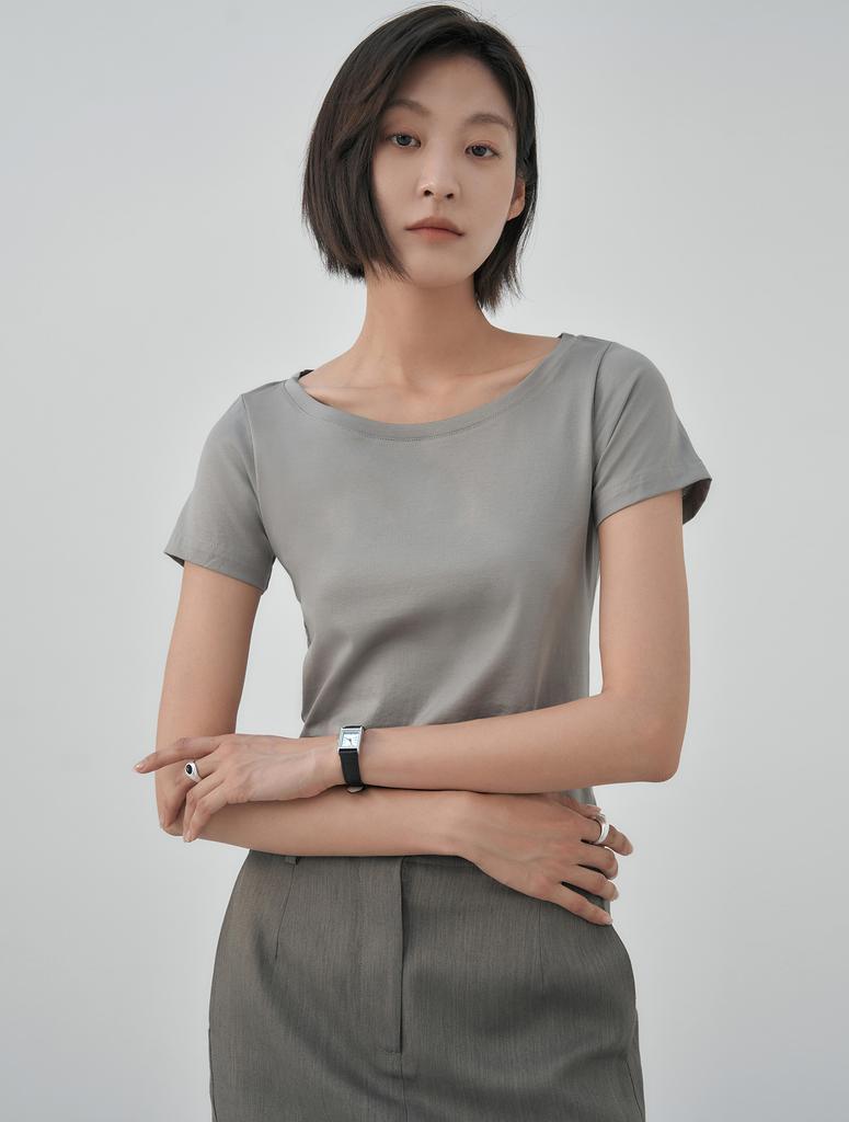 YJACK W_Scoop Neck Slim Fit Short Sleeve T-Shirt (155Gsm) Ljt1885